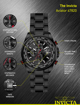 INVICTA Aviator Reloj Cuarzo para Hombre de Acero Inoxidable - 50mm
