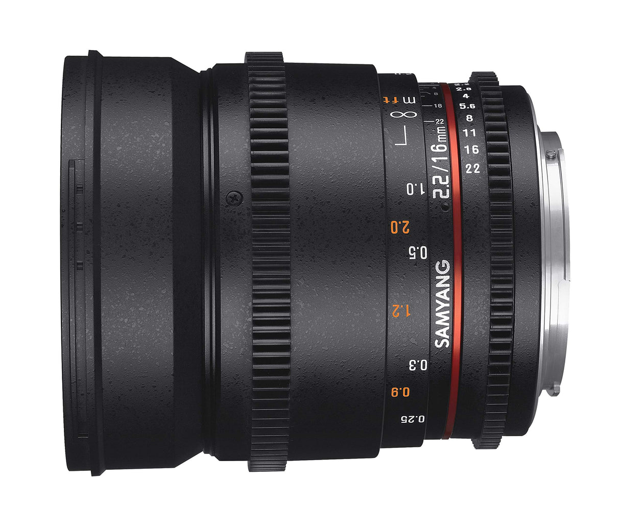 Samyang F1322710101 - Objetivo para vídeo VDSLR para Fuji X (Distancia Focal Fija 16mm, Apertura T2.2-22 ED AS UMC CS II, diámetro Filtro: 77mm), Negro