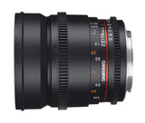 Samyang F1322710101 - Objetivo para vídeo VDSLR para Fuji X (Distancia Focal Fija 16mm, Apertura T2.2-22 ED AS UMC CS II, diámetro Filtro: 77mm), Negro