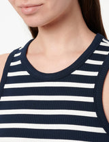 Tommy Hilfiger Mujer Vestido Midi Dress Slim Fit, Multicolor (Dark Night Navy/Ecru STP), L