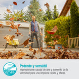 Gardena Set Ready-To-Use de PowerJet 18V P4A: potente soplador inalámbrico para una limpieza rápida y eficaz en casa y en el jardín, velocidad de soplado de 100 km/h (14890-20)