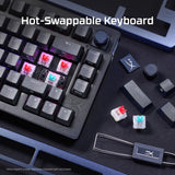 HyperX Alloy Rise - Teclado mecánico para juegos intercambiable en caliente, PC, sensor de luz ambiental, montaje en junta, interruptores lineales