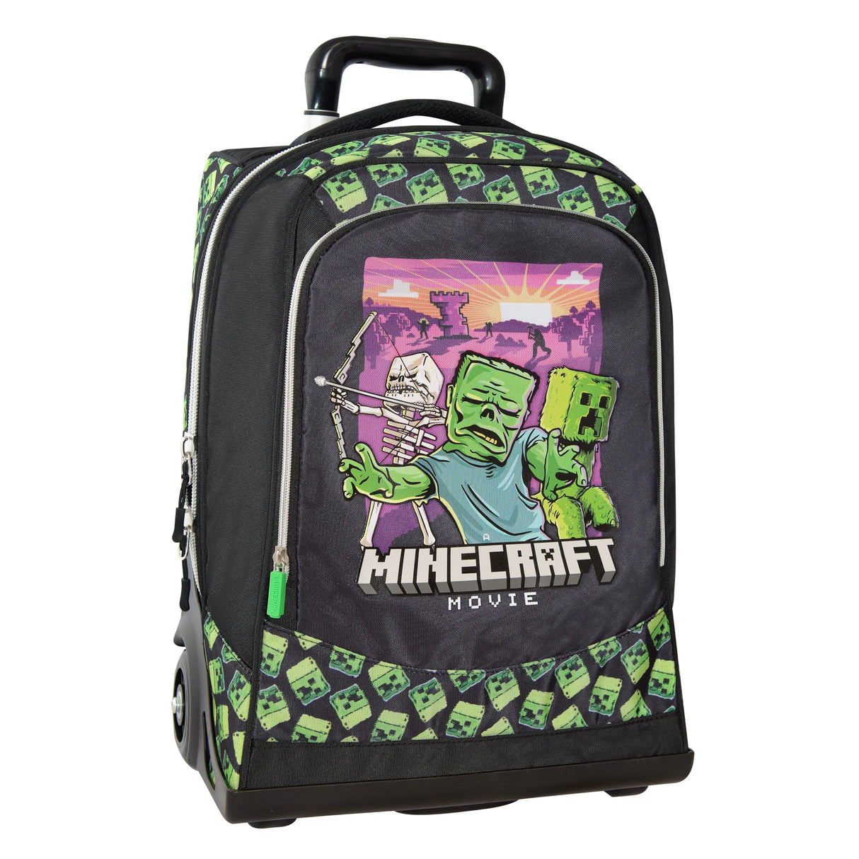 Franco Cosimo Panini Zaino, Mochila ORG.Trolley Premium Minecraft Movie Unisex niños, Negro/Verde, Medium