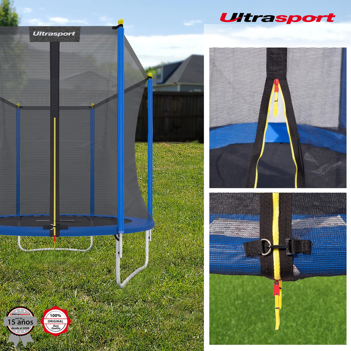 Ultrasport Jumper Cama Elastica Niños Exterior 183 cm hasta 80 kg con Red de Seguridad, Acolchado I Camas Elasticas, Trampolin, Colchoneta Elastica, Trampolines para Niños
