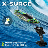 OVERMAX X-Surge Barco de Carreras RC Teledirigido con Luz LED, Velocidad de 35 km/h, 2 x Baterías de 1200 mAh, 30 Minutos de Diversión, Regulación de Velocidad, Alcance de hasta 100 m