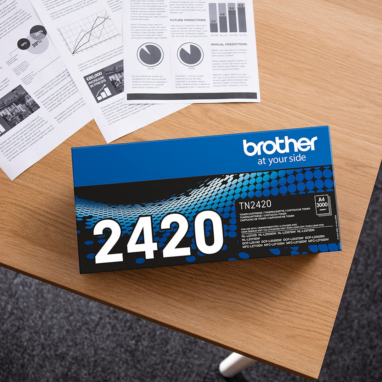 Brother TN2420 Tóner negro de larga duración para las impresoras: HLL2310D, HLL2350DW, HLL2370DN, HLL2375DW, DCPL2510D, DCPL2530DW, DCPL2550DN, MFCL2710DW, MFCL2730DW, MFCL2750DW
