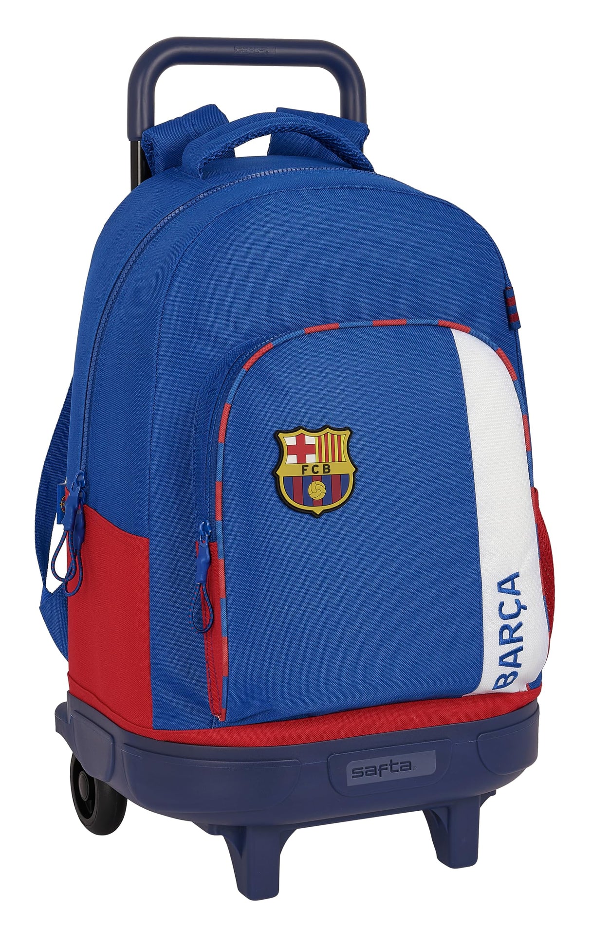 Safta F.C. BARCELONA 2ª EQUIPACIÓN - Mochila Grande con Ruedas, Compacta, Extraíble, Ideal para Niños de Diferentes Edades, Cómoda y Versátil, Calidad y Resistencia, 33x22x45 cm, Color Azul y Granate