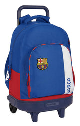 Safta F.C. BARCELONA 2ª EQUIPACIÓN - Mochila Grande con Ruedas, Compacta, Extraíble, Ideal para Niños de Diferentes Edades, Cómoda y Versátil, Calidad y Resistencia, 33x22x45 cm, Color Azul y Granate