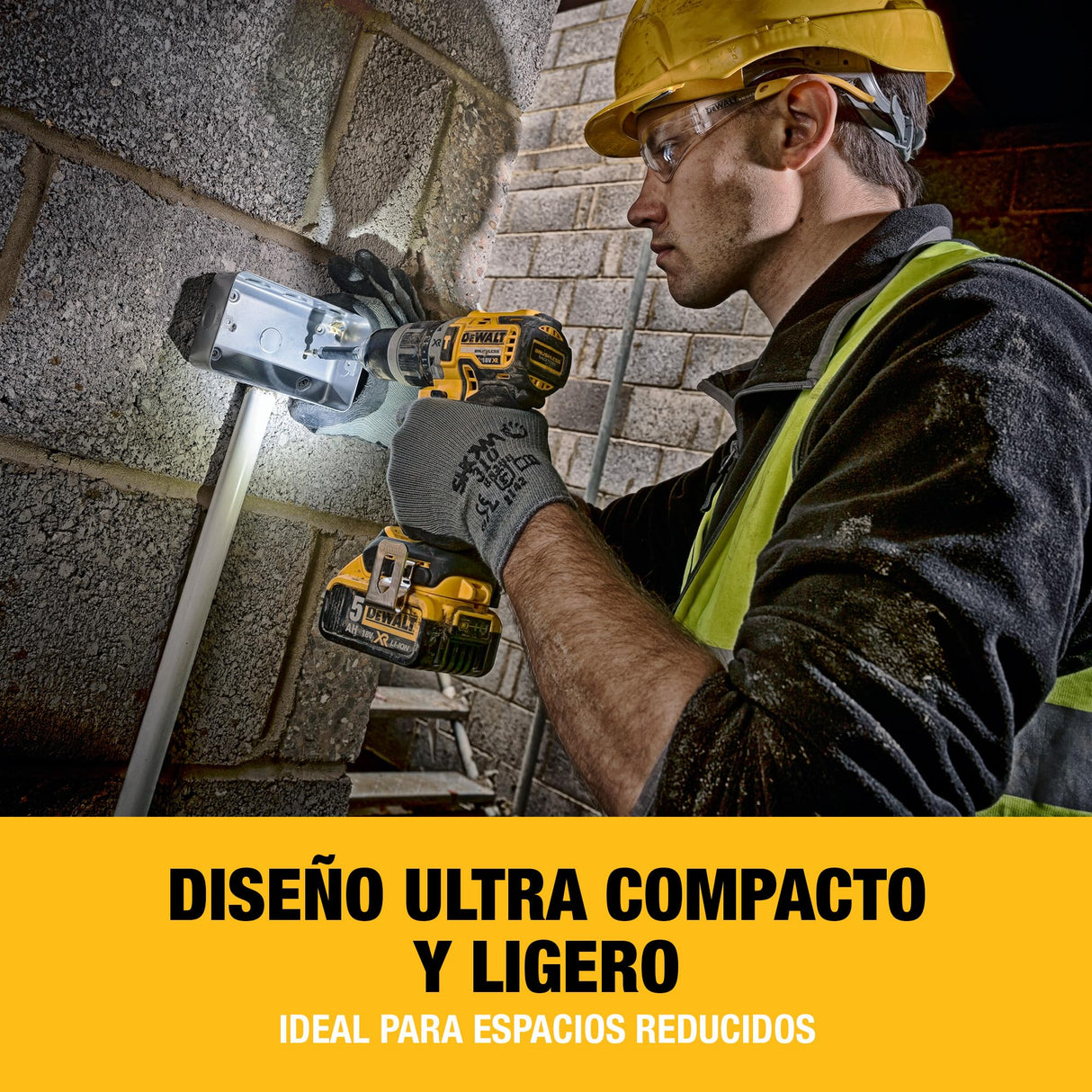 DEWALT Taladro Percutor Sin Escobillas 18V XR, 2 Baterías Li-Ion 5Ah, DCD796P2-QW