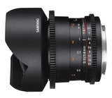 Samyang VDSLR - Objetivo fotográfico para Fuji X (14 mm, T3.1 ED, AS IF UMC II), Negro