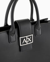 Armani Exchange Jodie, Sustainable, Logo Plate Closure, Medium Tote Mujeres, Negro, Talla única