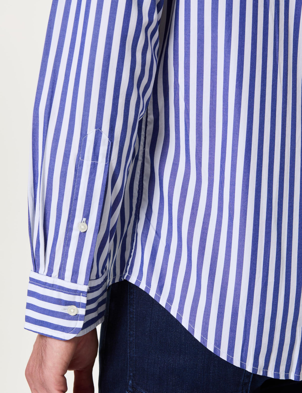 Tommy Hilfiger Camisa Hombre Flex Poplin Bold Stripe con Bolsillo en el Pecho, Multicolor (Wedge Blue/Stripe), M