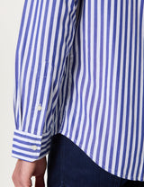 Tommy Hilfiger Camisa Hombre Flex Poplin Bold Stripe con Bolsillo en el Pecho, Multicolor (Wedge Blue/Stripe), M