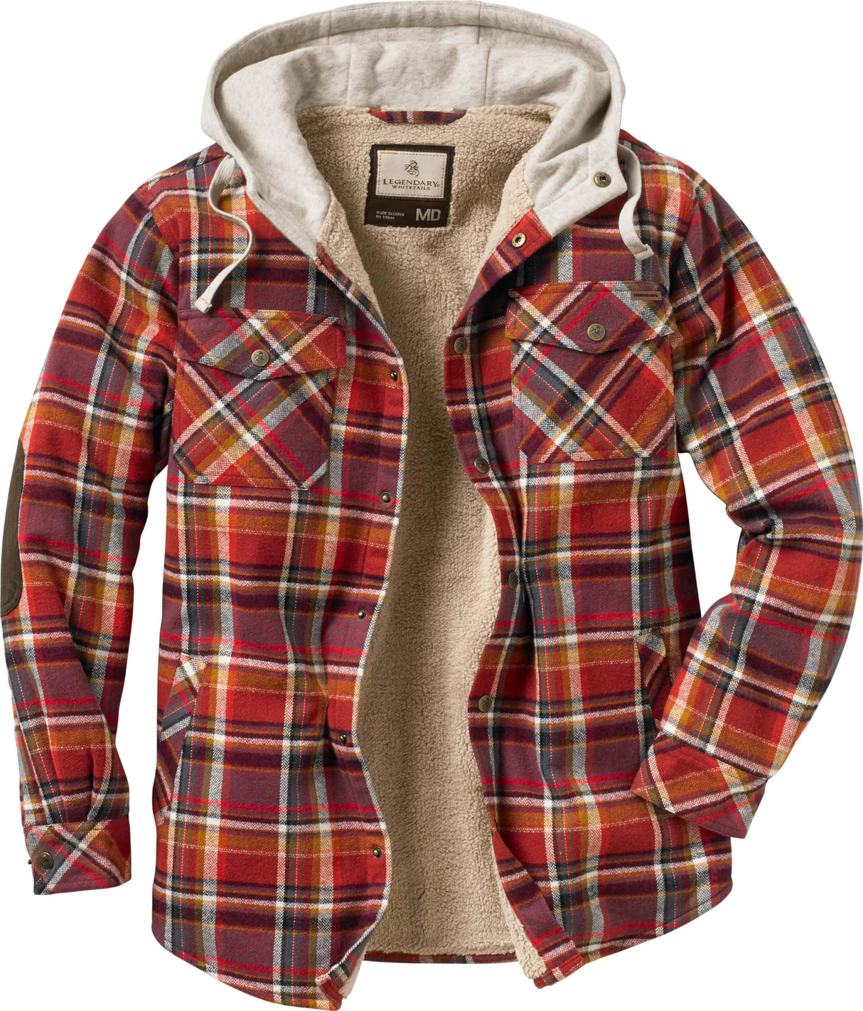 Legendary Whitetails Chaqueta de Franela con Capucha y Forro bereber para Hombre Camp Night