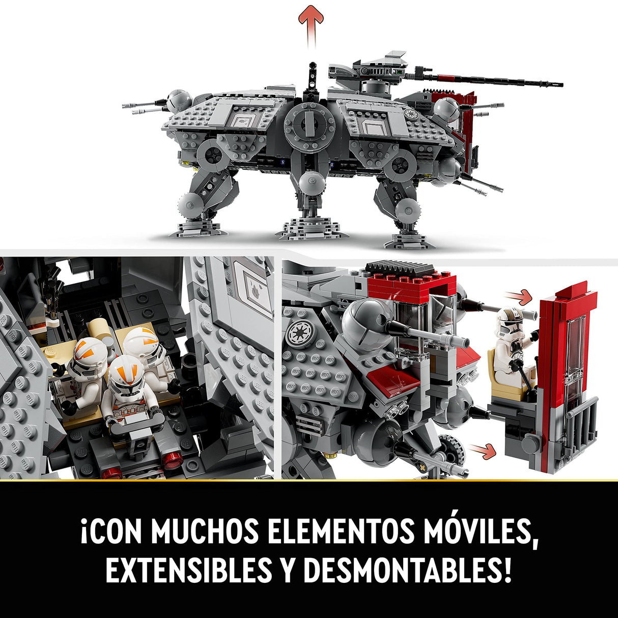 LEGO Star Wars 75337 Caminante AT-TE - Juguete Construcción con 3 Minifiguras de Soldados Clon 212 y Figura de Droide Araña - Regalo para Niños y Niñas de 9+ Años y Fans de La Venganza de los Sith