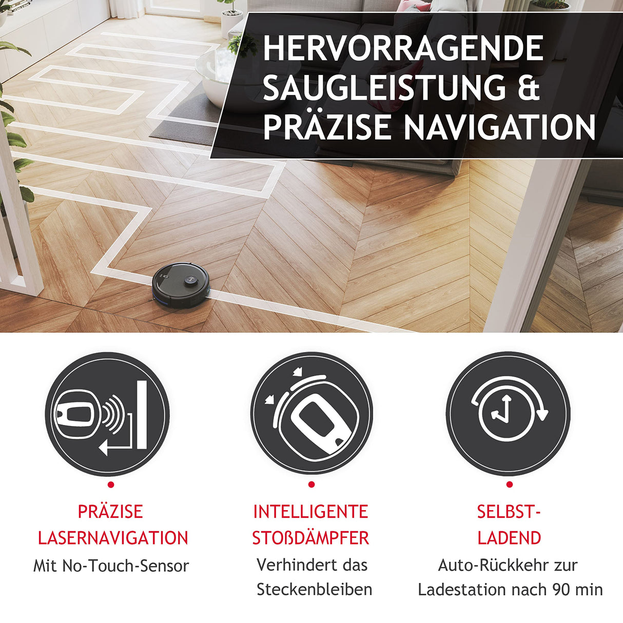 Hoover Robot Aspirador y Friegasuelos, Navegación Láser, Wi-Fi, Base de Carga con Retorno Automático, Sensor de Obstáculos, Mapa Personalizable del hogar, Programable [HG5]