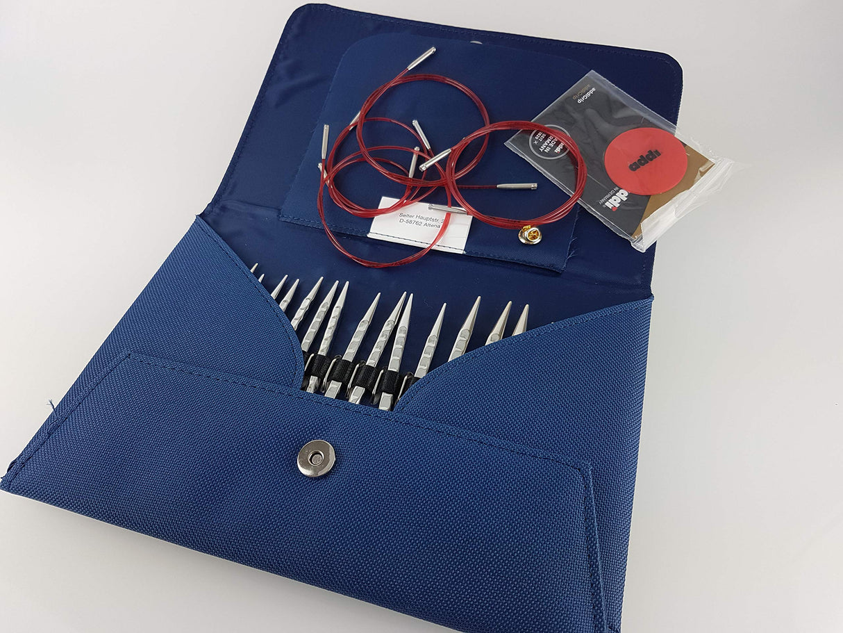 Addi Click Novel-Juego de Puntas Cortas de Encaje-8 prs, 5 Cables, 1 Conector, Metal, Azul, Oro, Rojo, Oine Size