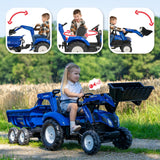 FALK - Retroexcavadora de Pedales New Holland con Excavadora y Remolque basculante - A Partir de 3 años - Fabricada en Francia - Asiento Giratorio - 3090W