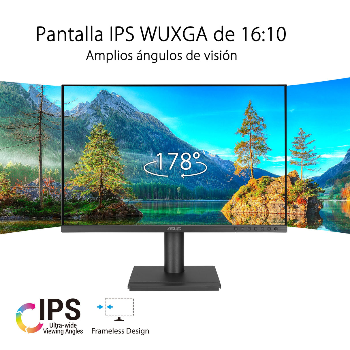 ASUS BE248QF Monitor Profesional de 24.1 Pulgadas, WUXGA 1920 x 1200, IPS, 100Hz, sin Marco, diseño ergonómico, HDMI, Eye Care, luz Azul Baja, antiparpadeo, Montaje en Pared, sostenibilidad