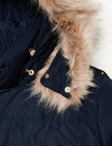 Tommy Hilfiger Abrigo de plumas Mujer Tyra Heritage Coat With Fur con piel sintética, Azul (Desert Sky), 46