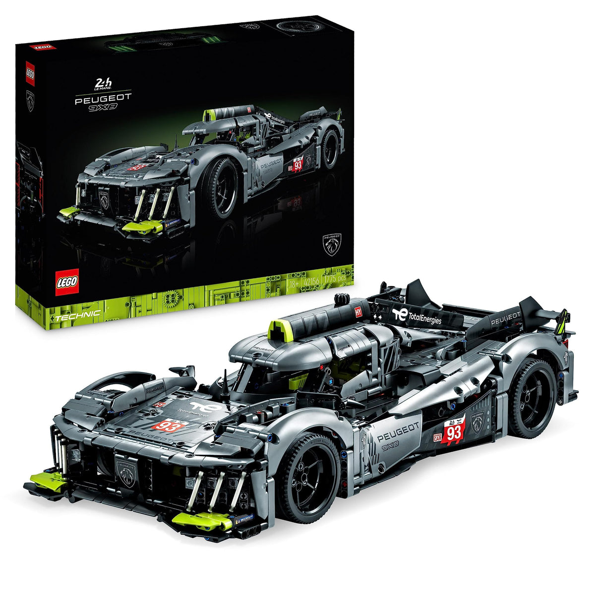 LEGO Technic Peugeot 9X8 24H Le Mans Hybrid Hypercar, Maqueta para Adultos de Coche de Carreras a Escala 1:10 Coleccionable, Deportes de Motor, Regalo para Hombres y Mujeres 42156