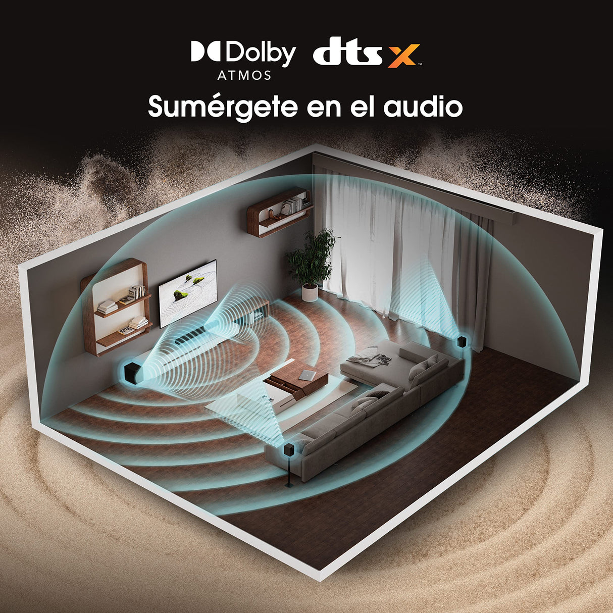 Hisense AX5100G - Barra de Sonido 5.1, 340 W, 7 Altavoces y subwoofer 6.5, Dolby Atmos, DTS Virtual X, Bluetooth 5.0, EZ Play