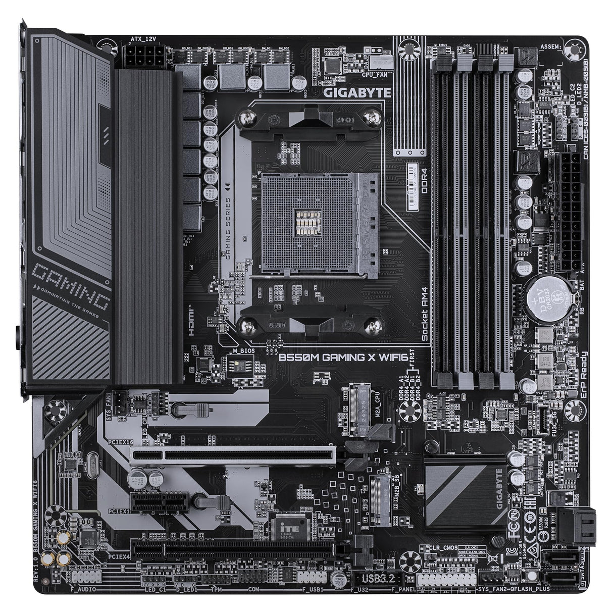 GIGABYTE B550M Gaming X WIFI6 Placa Base - Procesadores AMD Ryzen 5000, VRM de 5+3 Fases, hasta 3200 MHz DDR4, 1x M.2 PCIe 4.0 + 1x M.2 PCIe 3.0, Wi-Fi 6, LAN 1 GbE, USB 3.2 Gen 1