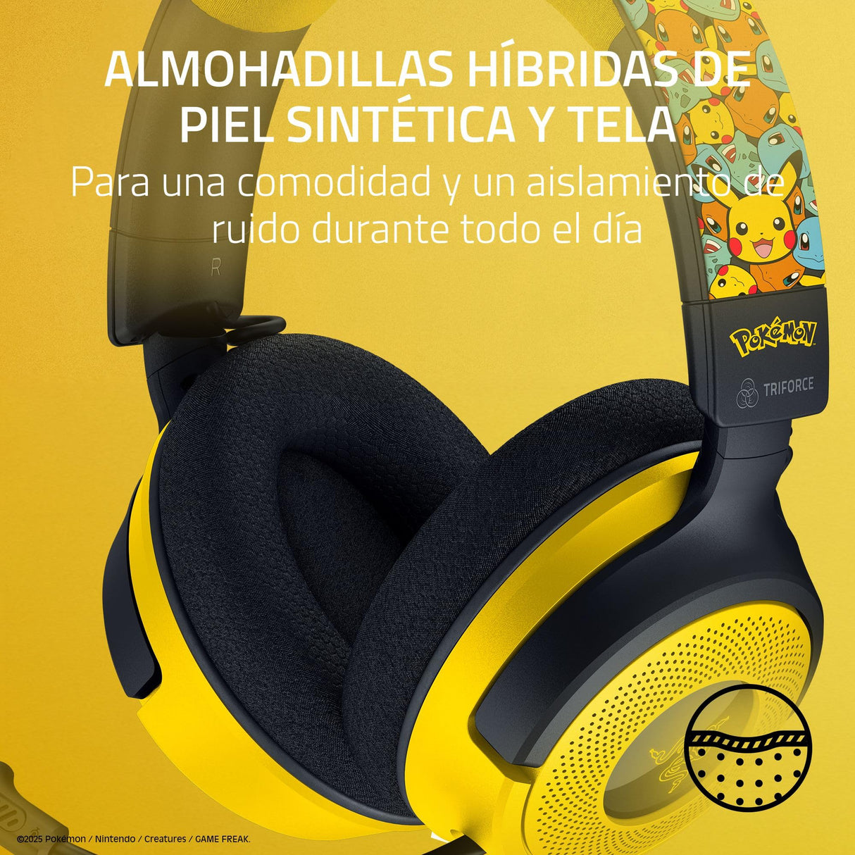 Razer Kraken V4 X Pokémon Edition - Auriculares USB con Cable para Juegos de PC - Controladores 40mm - micrófono cardioide retráctil - Sonido Envolvente - RGB - para PC y Consola | Pokémon Kanto
