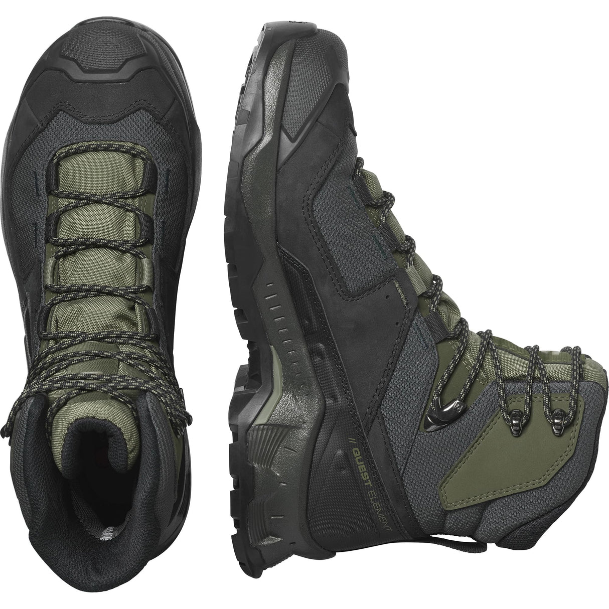 Salomon Quest Element Gore-Tex Botas de Senderismo de Piel para Hombre, Impermeable, Agarre Máximo, Zapatos Trekking, Black, 44 2/3