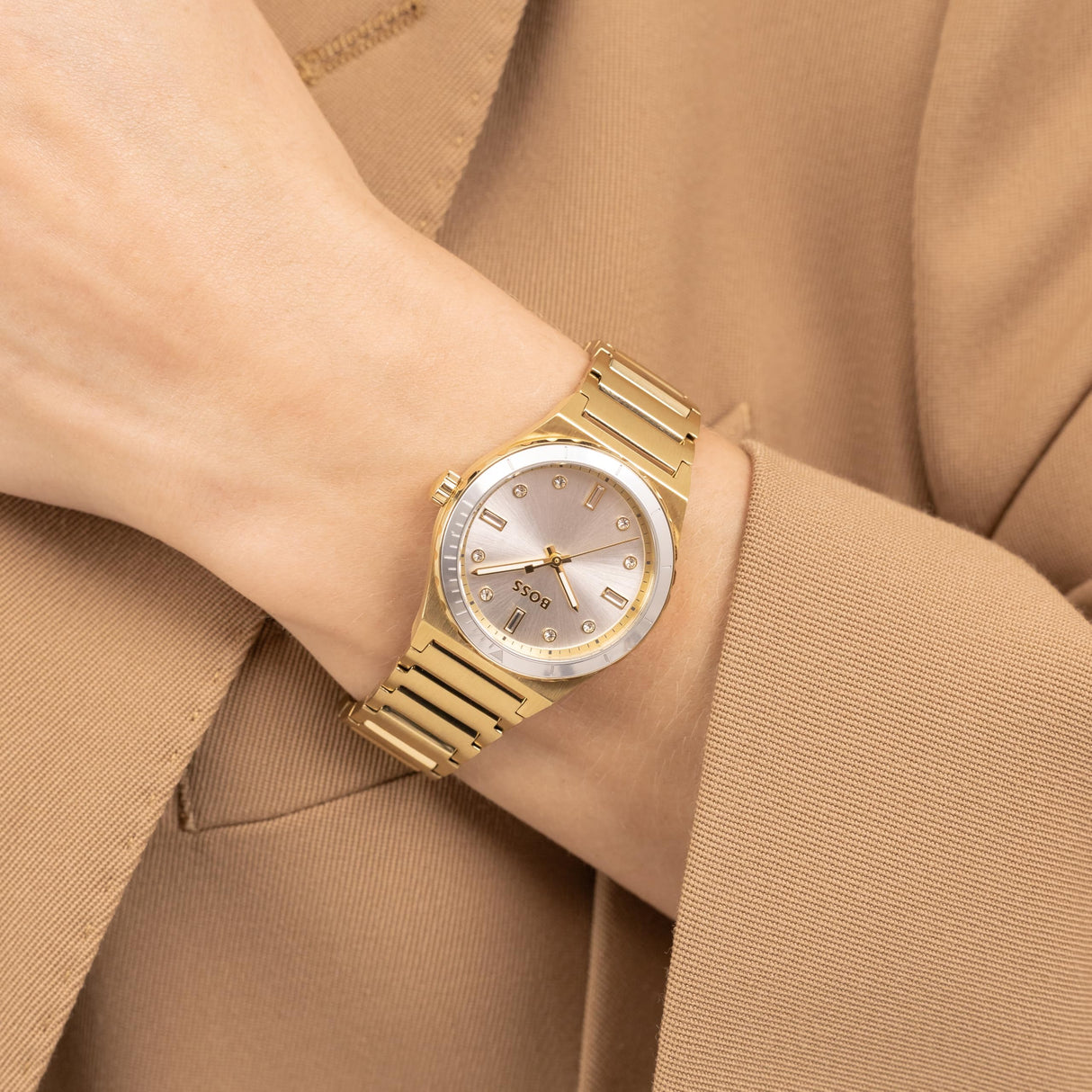 BOSS Reloj con Movimiento de Cuarzo de Tres Manecillas para Mujer Colección Candor Ladies Sport con Correa de Acero Inoxidable Oro Amarillo Claro - 1502789