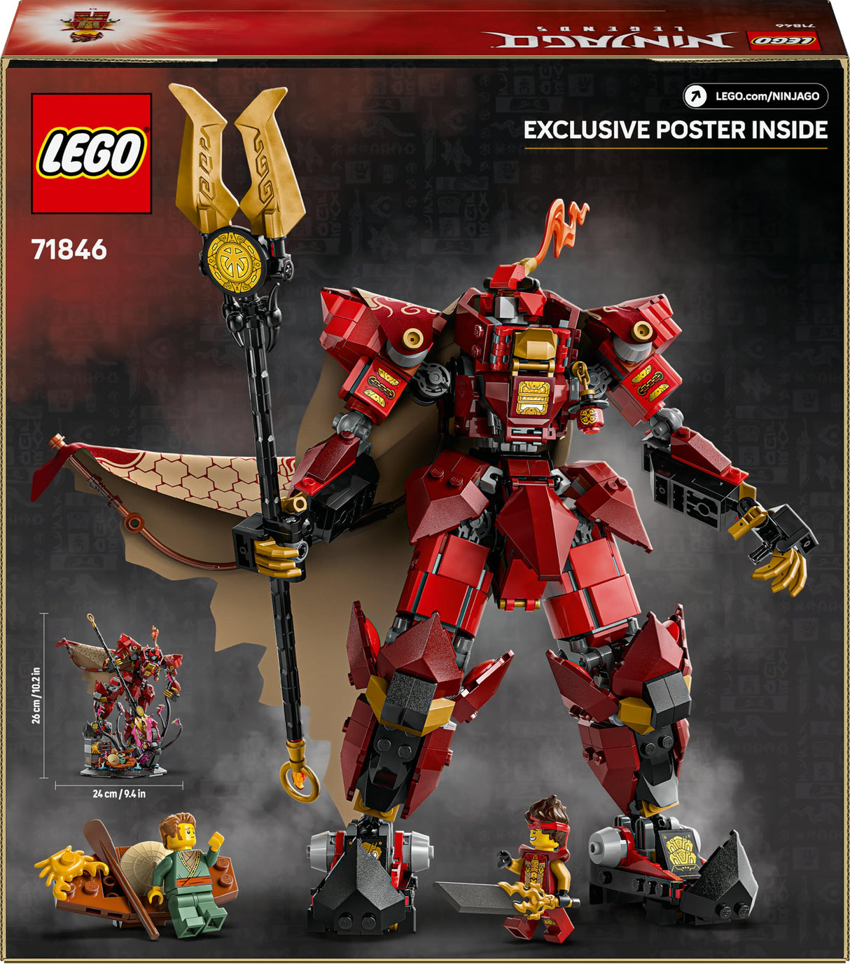 LEGO NINJAGO Meca Caballero del Fuego - Juguete de Construcción con Figura Articulada, 2 Minifiguras (inc. Kai) y Monstruo Marino - Kit de Maqueta - Regalo para Chicos de 14+ Años y Adolescentes 71846