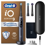 Oral-B iO9 Cepillo de dientes eléctrico, regalos para mujeres/hombres, mango conectado a la aplicación, 3 cabezales de cepillo de dientes, estuche de viaje de carga y soporte para cabezal de cepillo