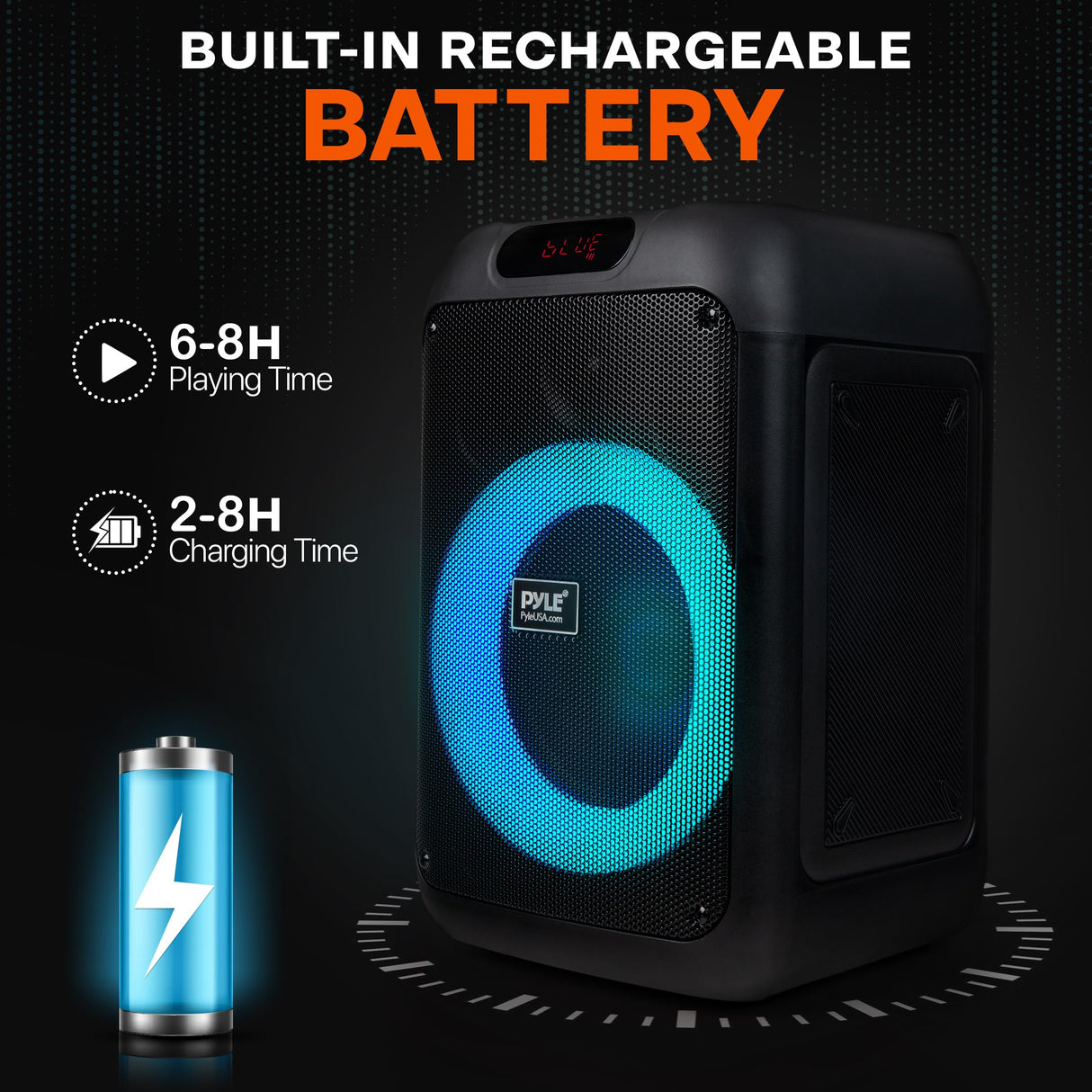 Pyle Altavoz de Fiesta Bluetooth, Sistema True Wireless Stereo, Grande, Portatil