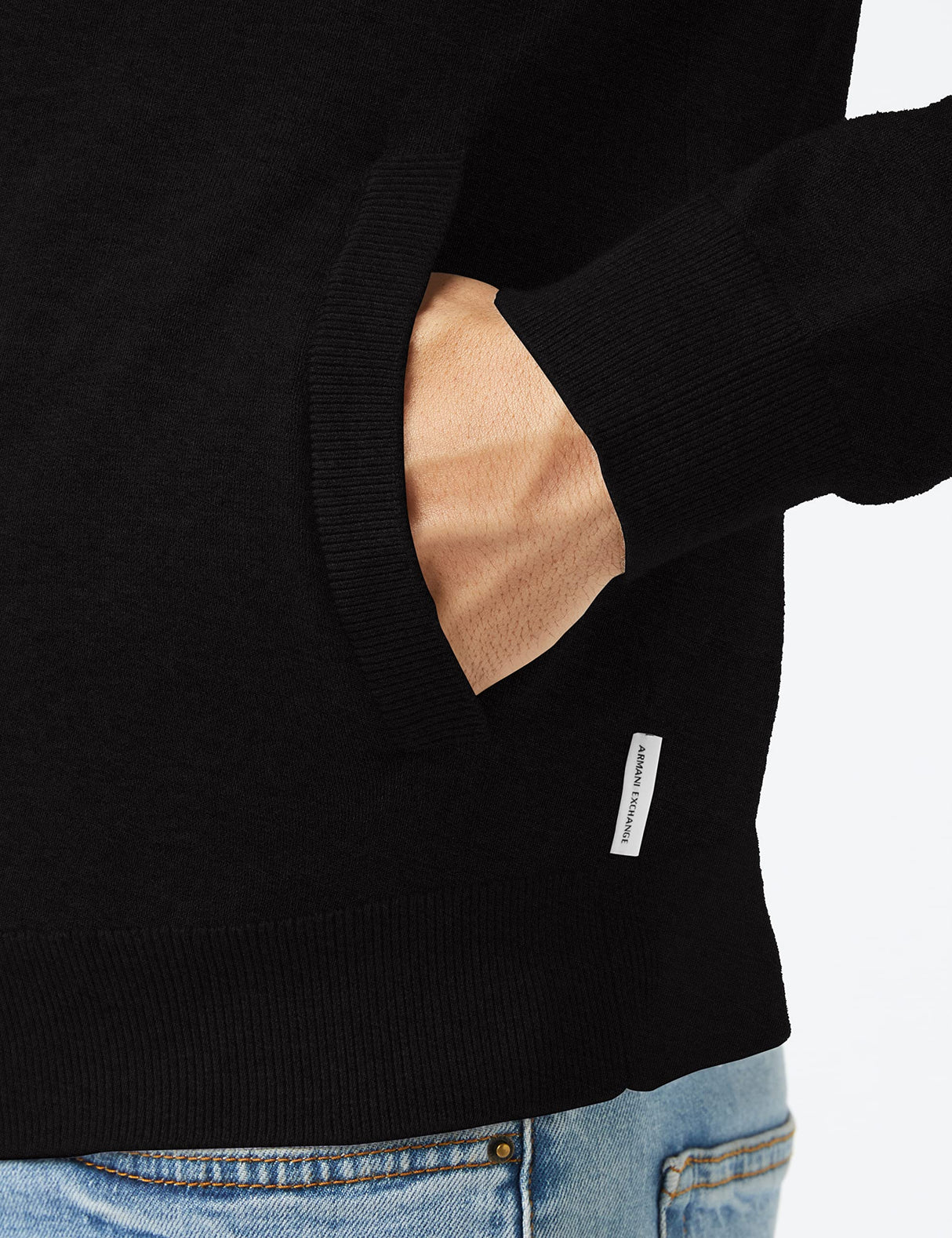 Armani Exchange Pullover Sweater Suéter para Hombre, Negro, XL