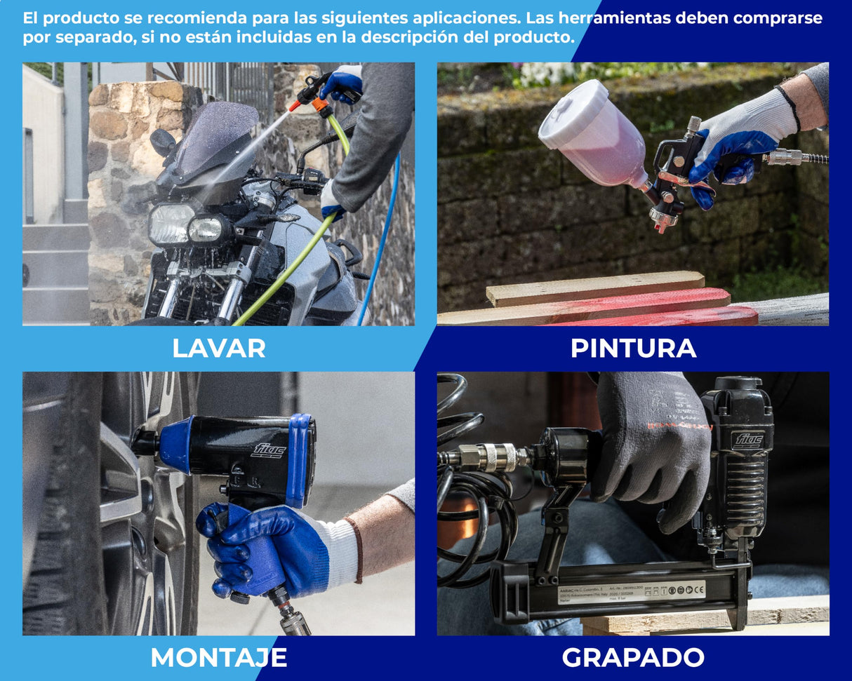 FIAC Compresor de Aire Móvil Silencioso SUPERSILENT 50, Sin Aceite, Presión Máxima 8 Bar, 1 Hp, Depósito 50 Litros, Nivel sonoro 58 dB LpA