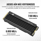 Corsair MP600 Pro LPX 2TB PCIe Gen4 x4 NVMe M.2 SSD, para PS5 (7.100 MB/s Velocidad de Lectura Secuencial y de Escritura Secuencial 6.800 MB/s, 3D TLC NAND de Alta Densidad) Negro