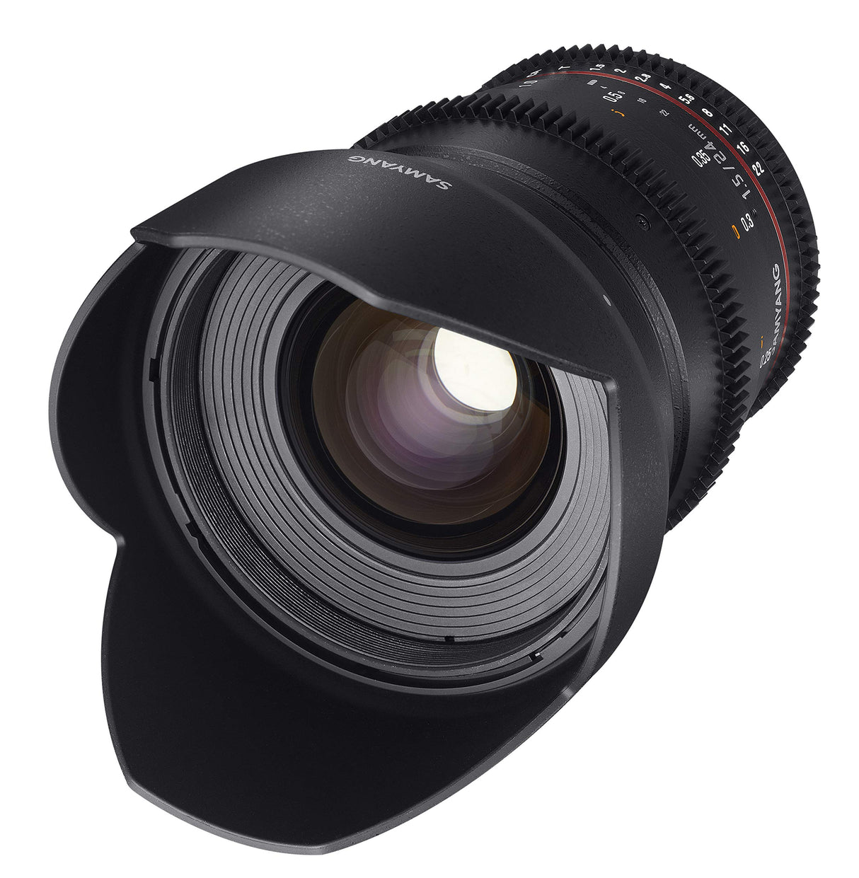 Samyang F1312809101 - Objetivo para vídeo VDSLR para Micro Cuatro Tercios (Distancia Focal Fija 24mm, Apertura T1.5-22 ED AS IF UMC II, diámetro Filtro: 77mm), Negro