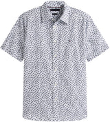 Tommy Hilfiger Camisa Hombre Linen Blend Manga Corta, Multicolor (White/Preppy Navy), M