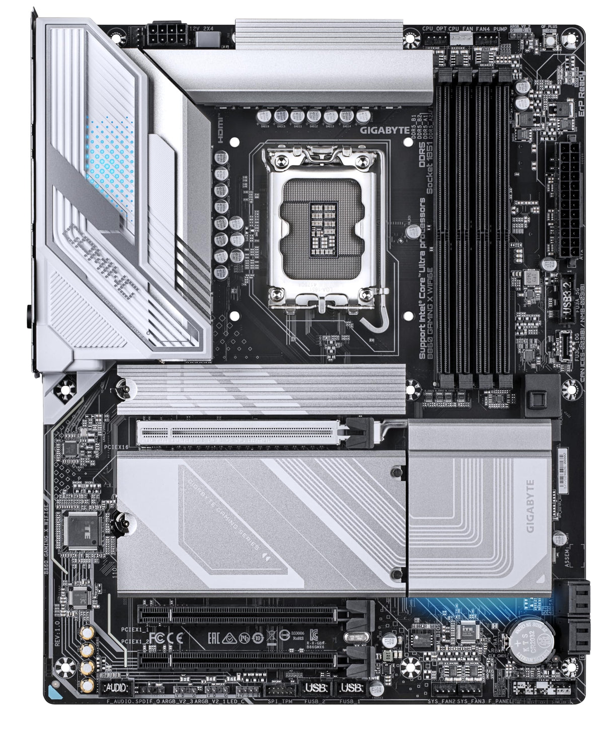 GIGABYTE B860 Gaming X WIFI6E Placa Base - CPUs Intel Core Ultra, VRM de 12+1+2+1 Fases, hasta 9066MHz DDR5, 1xPCIe 5.0 + 2xPCIe 4.0 M.2, LAN 2,5 GbE, WiFi 6E, USB4