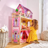 KidKraft Casa de muñecas de Madera Kayla con Muebles y Accesorios incluidos, Casita de Juguete con balcón para muñecas de 30 cm, Juguetes niños y niñas Desde 3 años (65092) Exclusivo en Amazon