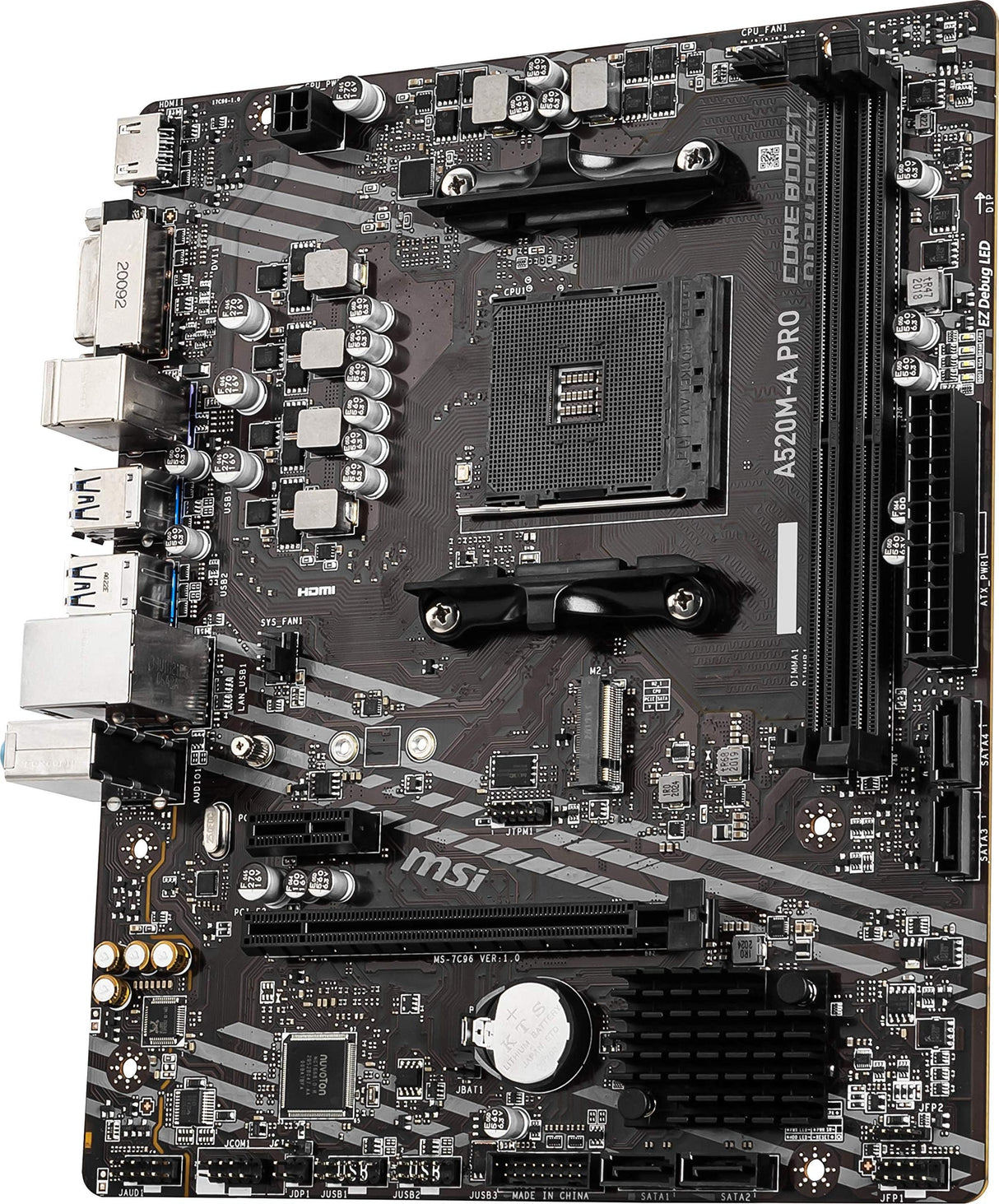 MSI Placa Base para Juegos A520M-A Pro (AMD Ryzen 5000, AM4, DDR4, PCIe 3.0, SATA 6Gb/s, M.2, USB 3.2 Gen 1, DVI/HDMI, Micro-ATX)