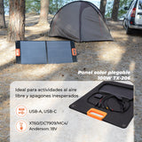 Panel solar plegable TX-206 de 100 W de Technaxx, Cargador solar monocristalino portátil para todas las fuentes de alimentación habituales con salidas USB-A/USB-C/XT60/DC7909/MC4/Anderson