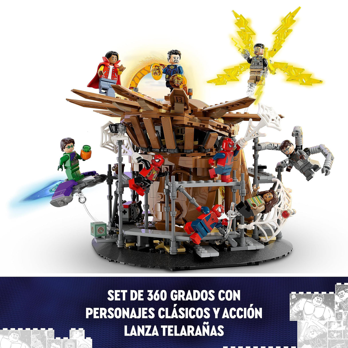LEGO 76261 Marvel Batalla Final de Spider-Man, Recrea la Escena de No Way Home con 3 Minifiguras de Peter Parker, Duende Verde, Electro, Hombre de Arena, Ned, Dr Strange y MJ, Maqueta Coleccionable