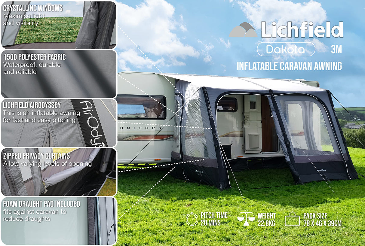 Lichfield Dakota Caravan Awning, Unisex Adulto, Excalibur, Talla Única