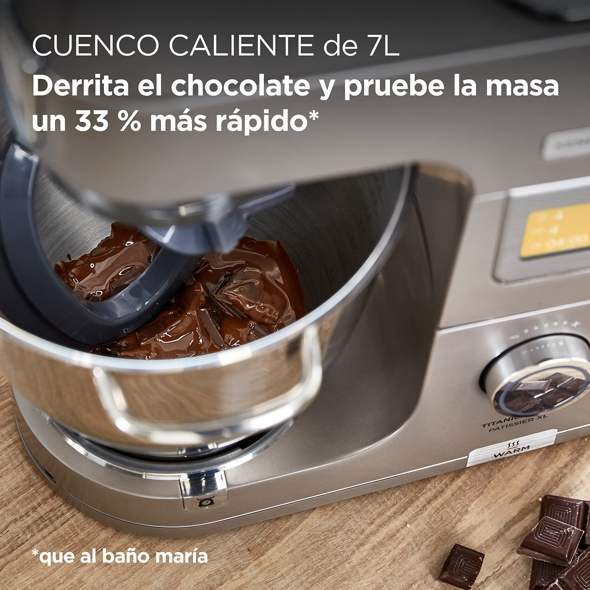 Kenwood Titanium Chef Pattissier - Robot de Cocina (1400 de potencia, bol de 7 litros y batidora de vaso de cristal incluidos, 4 herramientas, pantalla tactil), Color Plata