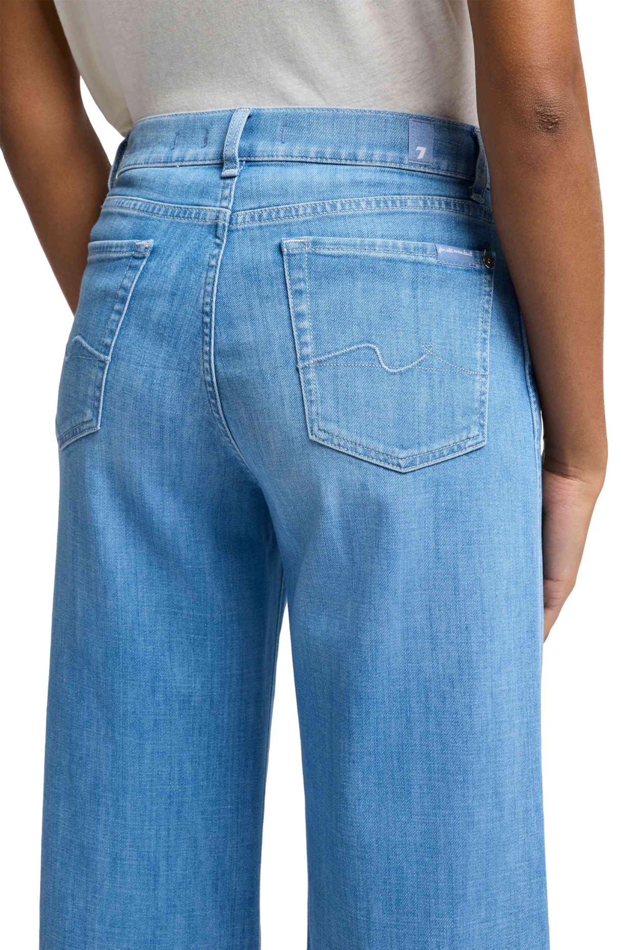 7 For All Mankind Lotta Cropped Charleston Jeans, Azul Claro, 23W Mujeres