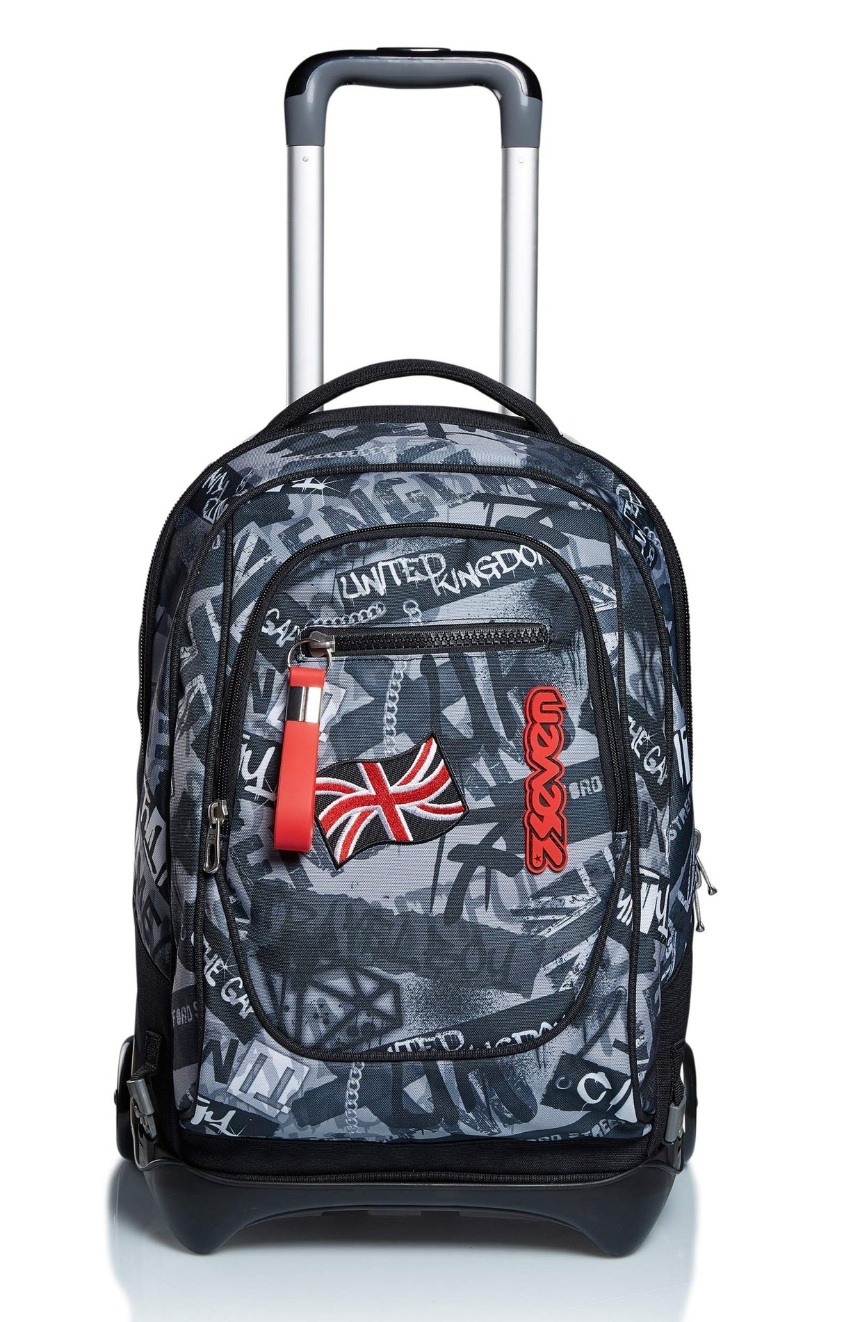 Seven Mochila Escolar Desmontable + Carro, Trolley Escolar NEW TECH KEEP FLAG, Negro - Mochila 3 en 1, Crossover System - Bolso Escolar Niños y Adolescentes - Bolsillo Frontal