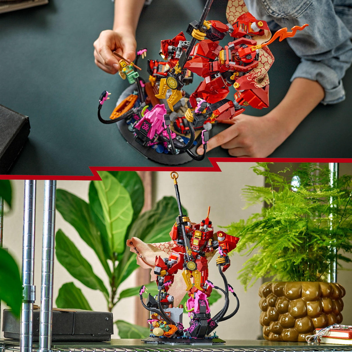 LEGO NINJAGO Meca Caballero del Fuego - Juguete de Construcción con Figura Articulada, 2 Minifiguras (inc. Kai) y Monstruo Marino - Kit de Maqueta - Regalo para Chicos de 14+ Años y Adolescentes 71846