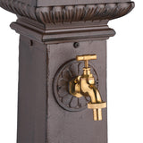 Relaxdays Fuente de Pie Antigua, con Grifo y Lavabo, 100x44,5x38cm, Bebedero Jardín, Terraza, Aluminio Fundido, Marrón, Acero