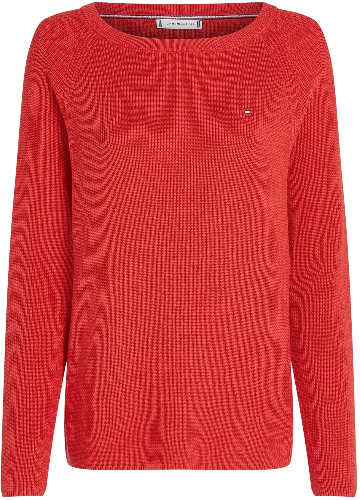 Tommy Hilfiger Jersey Mujer Cardi Fine con Cuello Barco, Rojo (Primary Red), M